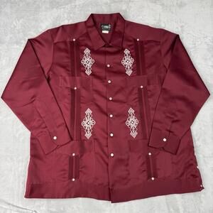 Vintage Campos Copacabana Satin Button-Up Shirt  Guayabera Cuban Men 48 Vacation